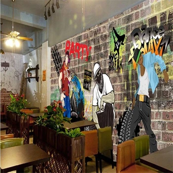 wellyu papel de parede Personalizado papel de parede, a tendência da Moda de rua de arte graffiti hip hop parede de tijolos pintura na parede do fundo tapeta