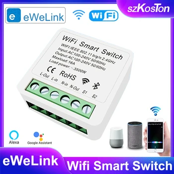 Wi-fi Mini DIY Smart Switch eWelink 16A Luz de Retransmissão de Automação de Módulos sem Fio APLICATIVO Remoto com Controle de tempo de Trabalho com Alexa Google