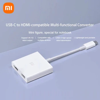 Xiaomi Computador Adaptador USB-C-Hub Typ-C para USB 3.0 compatível Conversor Hub 4K 1080P de Alta Velocidade 5Gbps Estação de Ancoragem