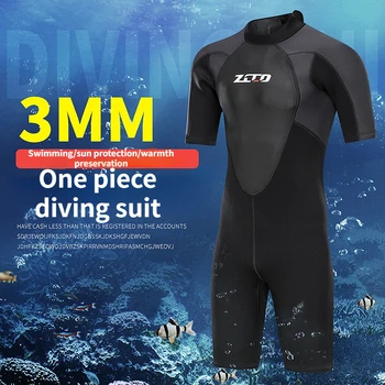 ZCCO do neopreno de 3mm Roupa de Homens de manga curta mergulho terno de Surf Sunproof um conjunto de peças de Mergulho ou a caça submarina maiô